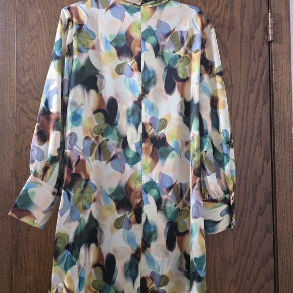 Eloquii  Satin Wide Sleeve Multicolor Abstract Dress Women 18 - Picture 6 of 8